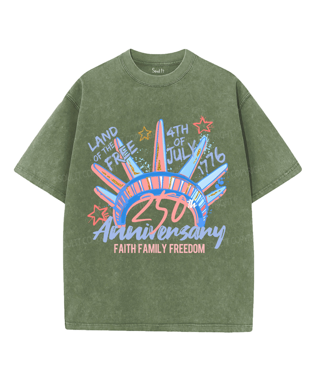Faith Family Freedom Unisex Washed Christian T-shirt