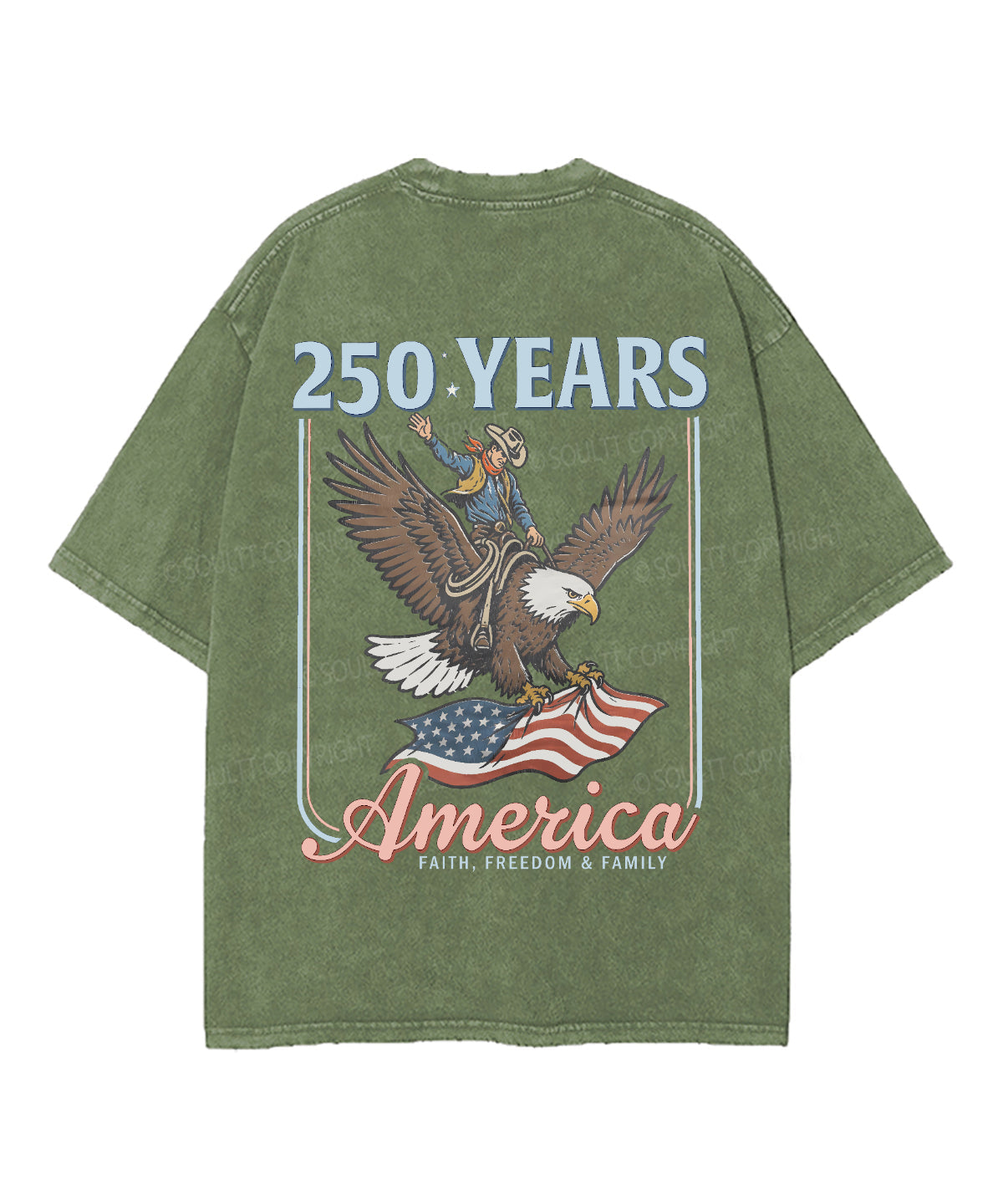 250 Years America Anniversary Double Sided Unisex Washed Christian T-shirt