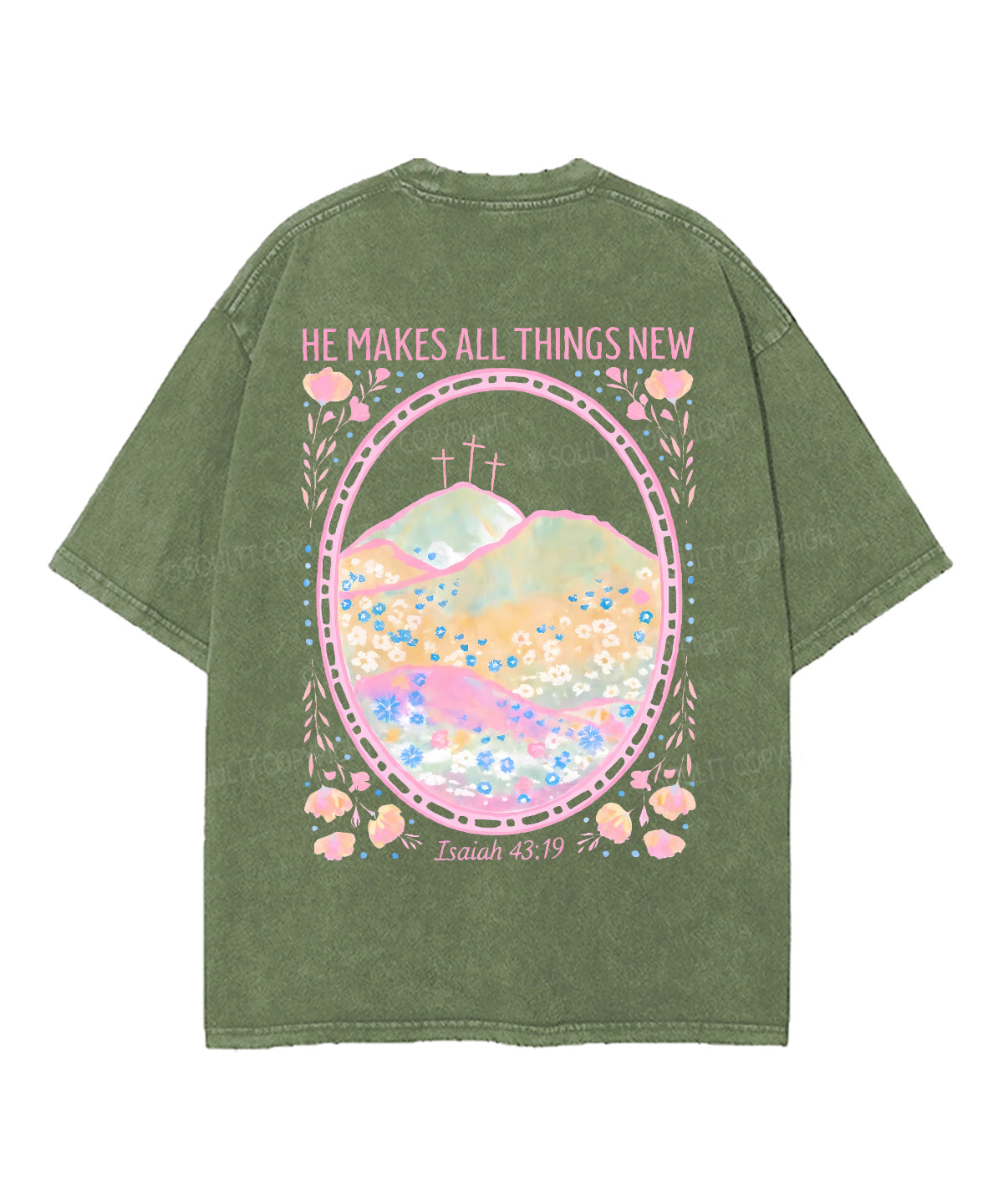 He Makes All Things New Double Sided Unisex Washed Christian T-shirt