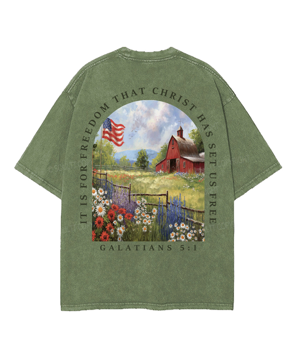 Christ Has Set Us Free Double Sided Unisex Washed Christian T-shirt