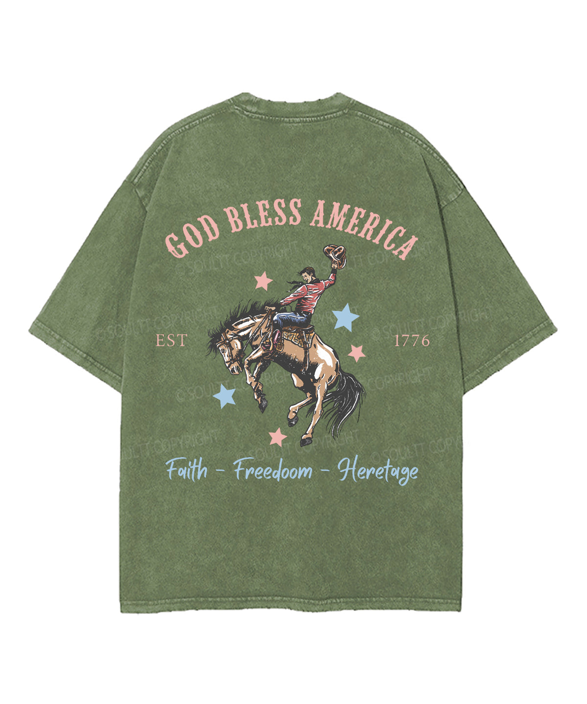 God Bless America Double Sided Unisex Washed Christian T-shirt