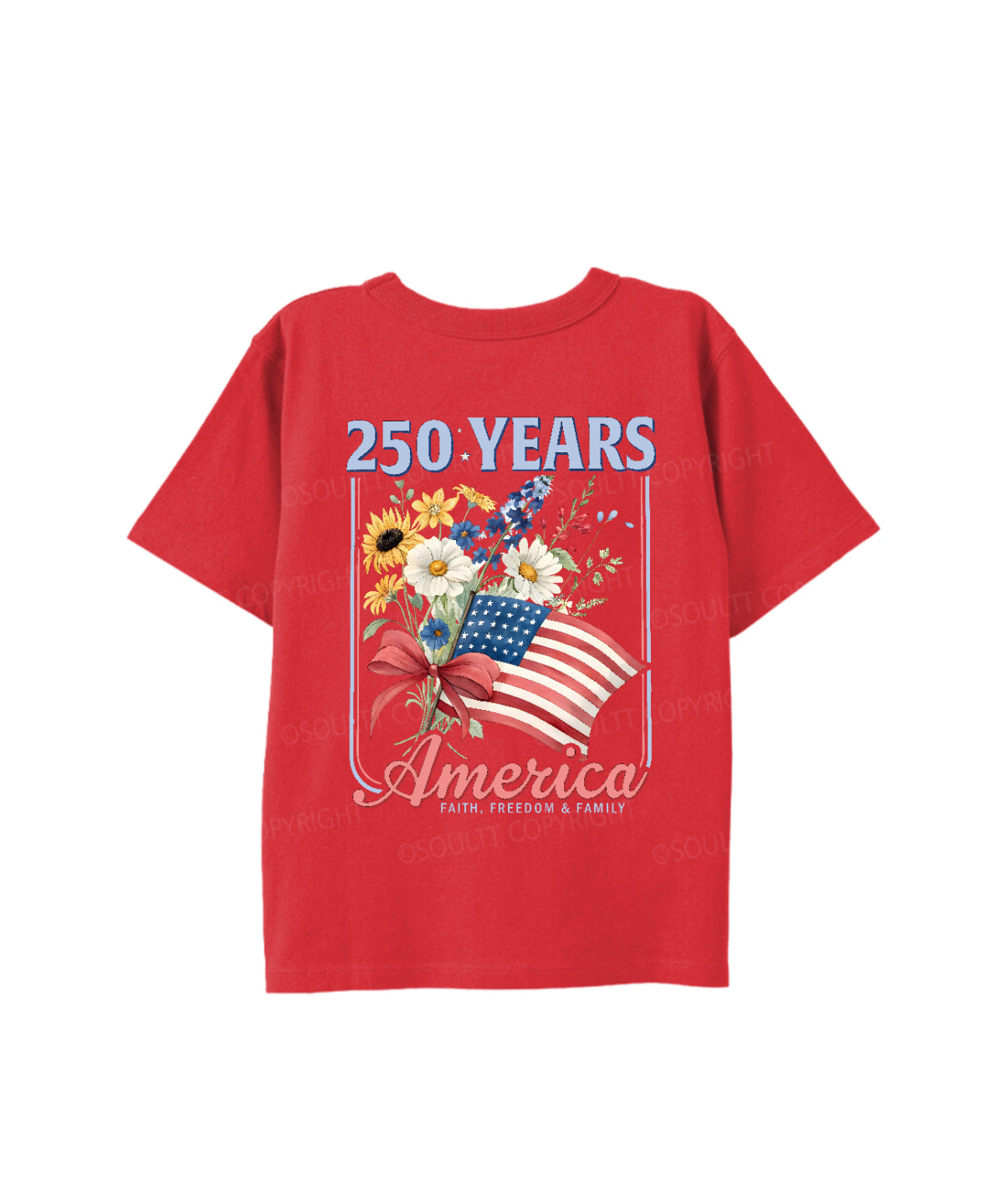 Kids 250 Years America Anniversary Double Sided Cotton Christian T-shirt