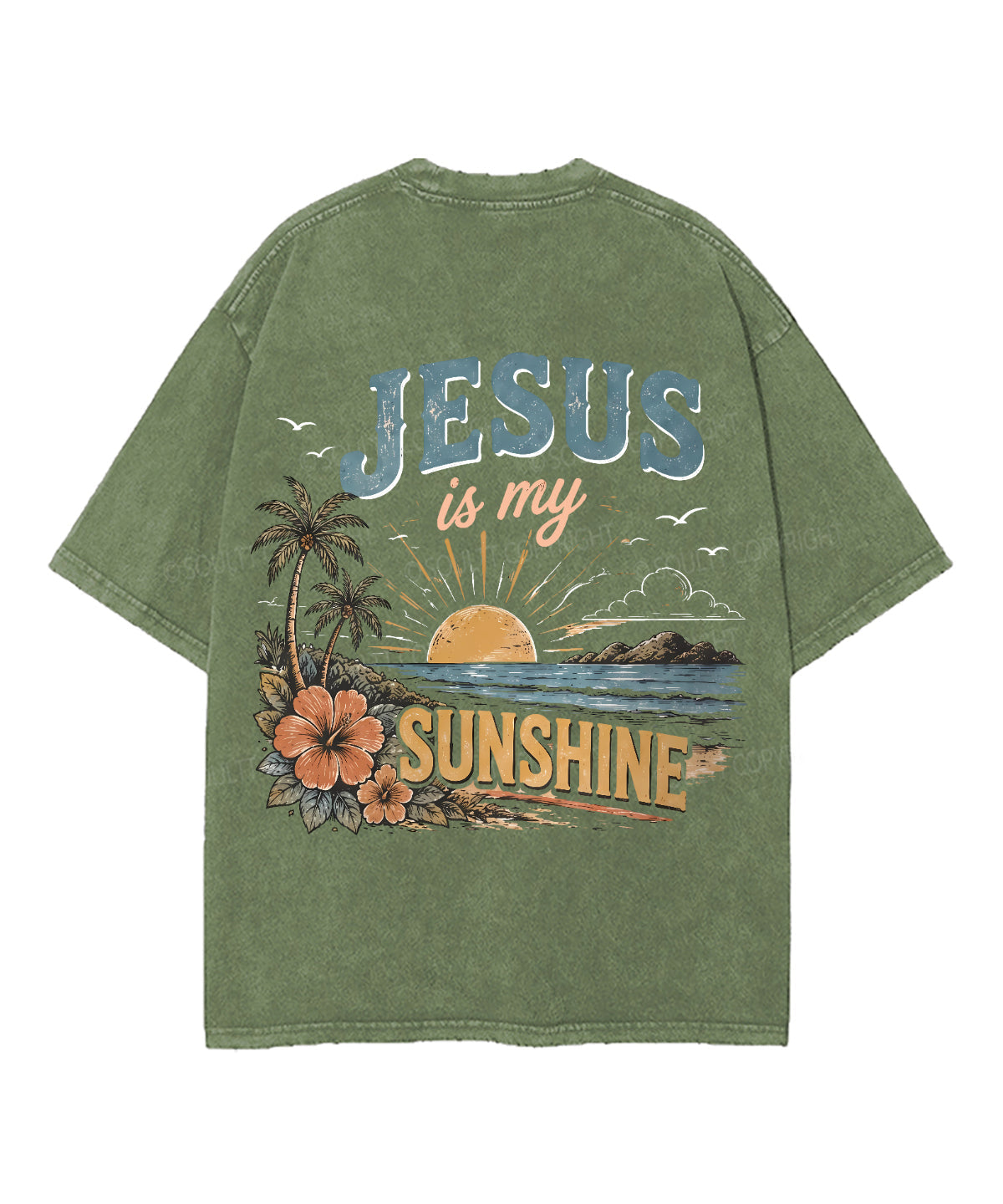 Jesus Is My Sunshine Double Sided Unisex Washed Christian T-shirt