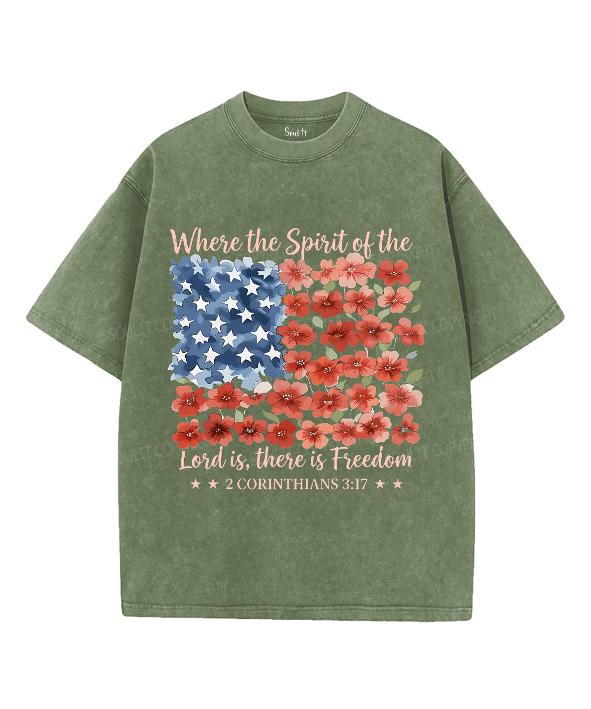 Where The Spirit Of He Lord Is There Is Freedom Single Sided Unisex Washed Christian T-shirt