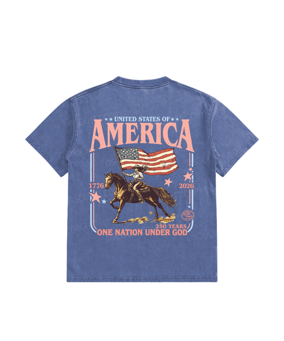 Kids One Nation Under God Double Sided Washed Christian T-shirt