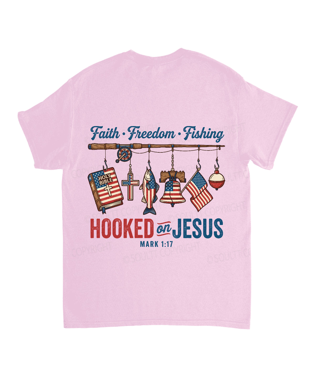 Hooked On Jesus Double Sided Unisex Cotton Christian T-Shirt