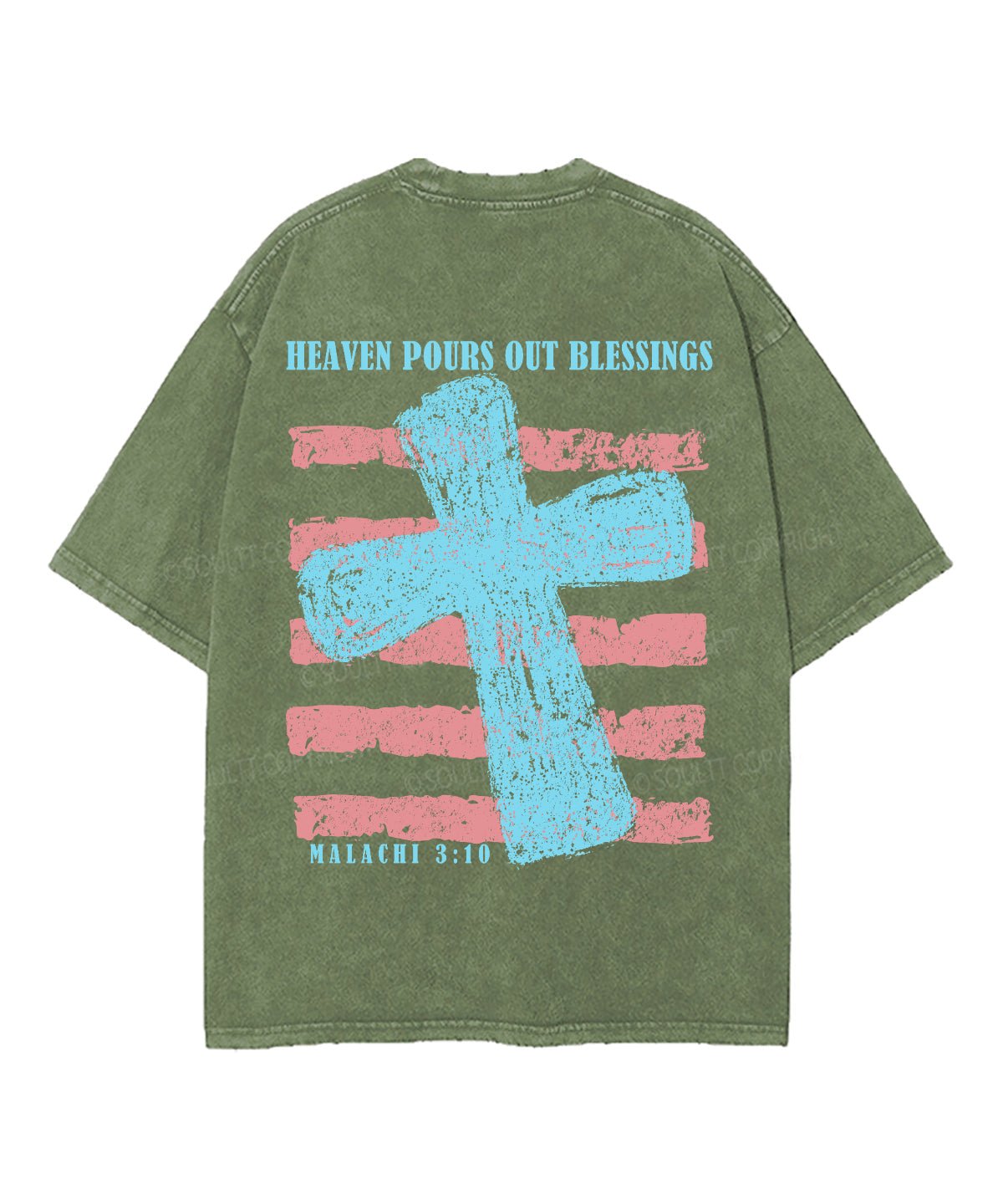 Heaven Pours Out Blessings Double Sided Unisex Washed Christian T-shirt