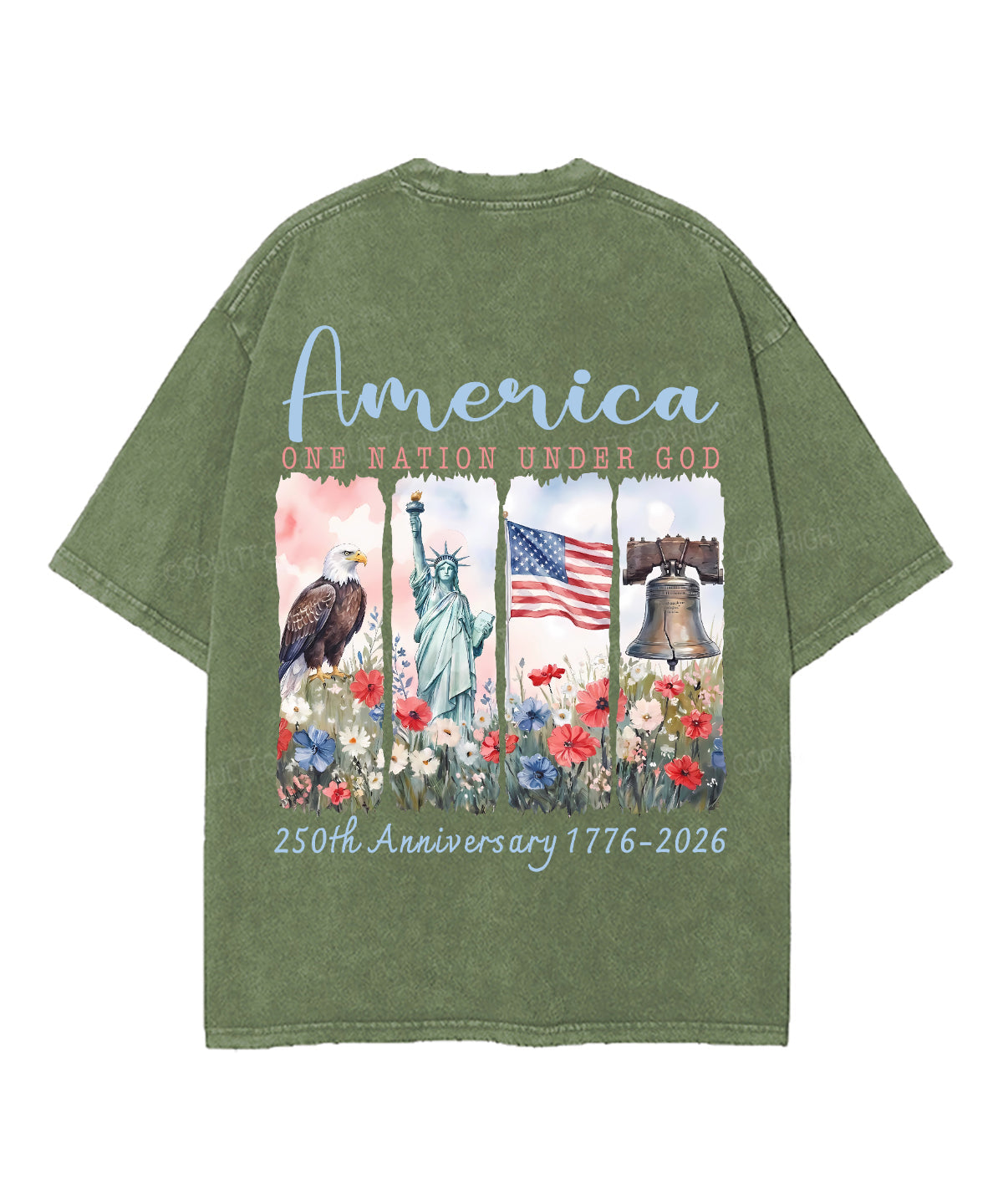 One Nation Under God Double Sided Unisex Washed Christian T-shirt