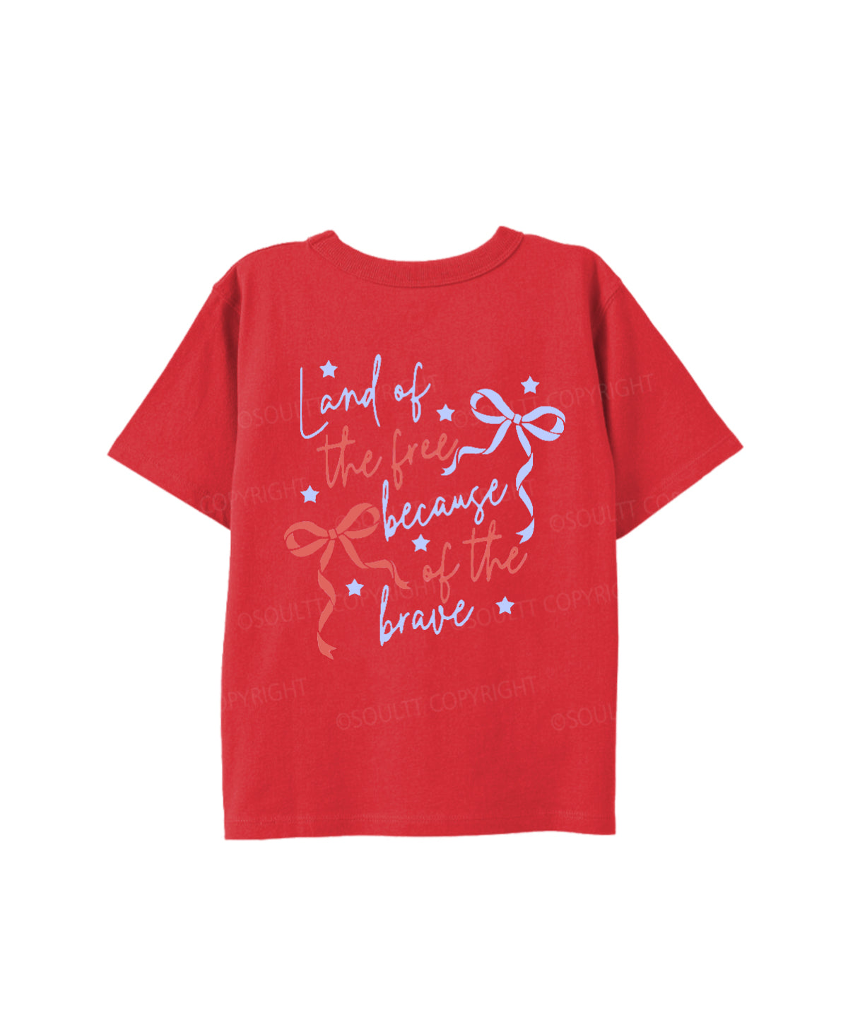 Kids Land Of The Free Because Of The Brave Double Sided Cotton Christian T-shirt