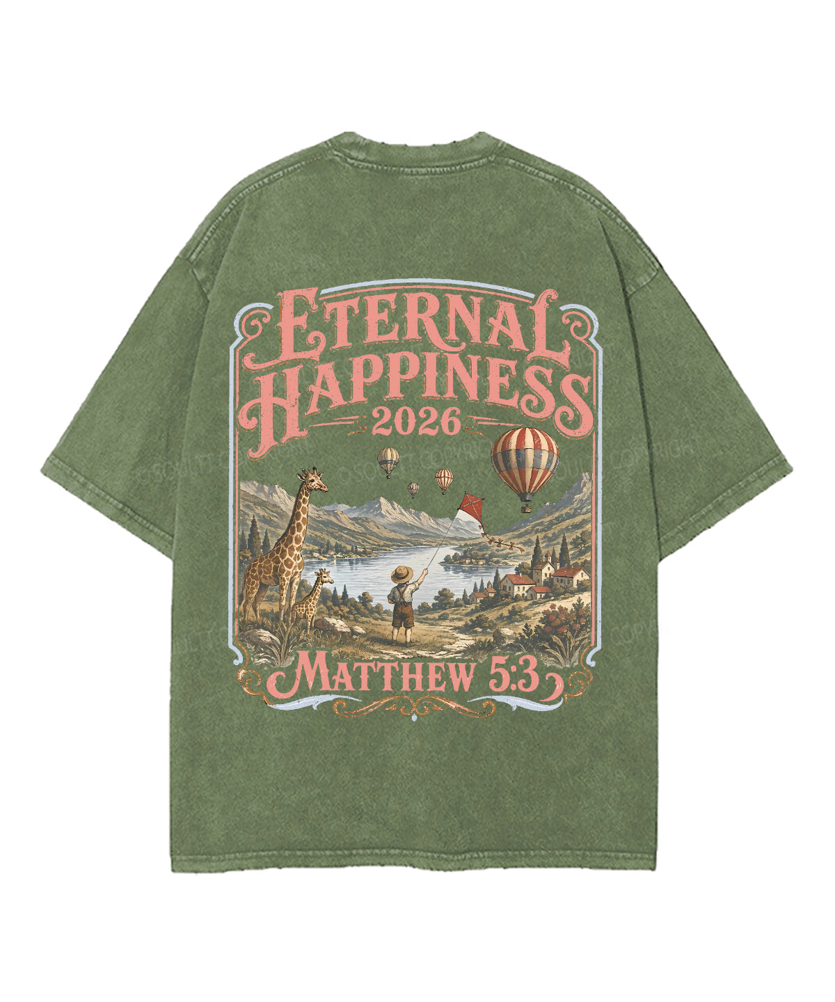 Eternal Happiness Double Sided Unisex Washed Christian T-shirt