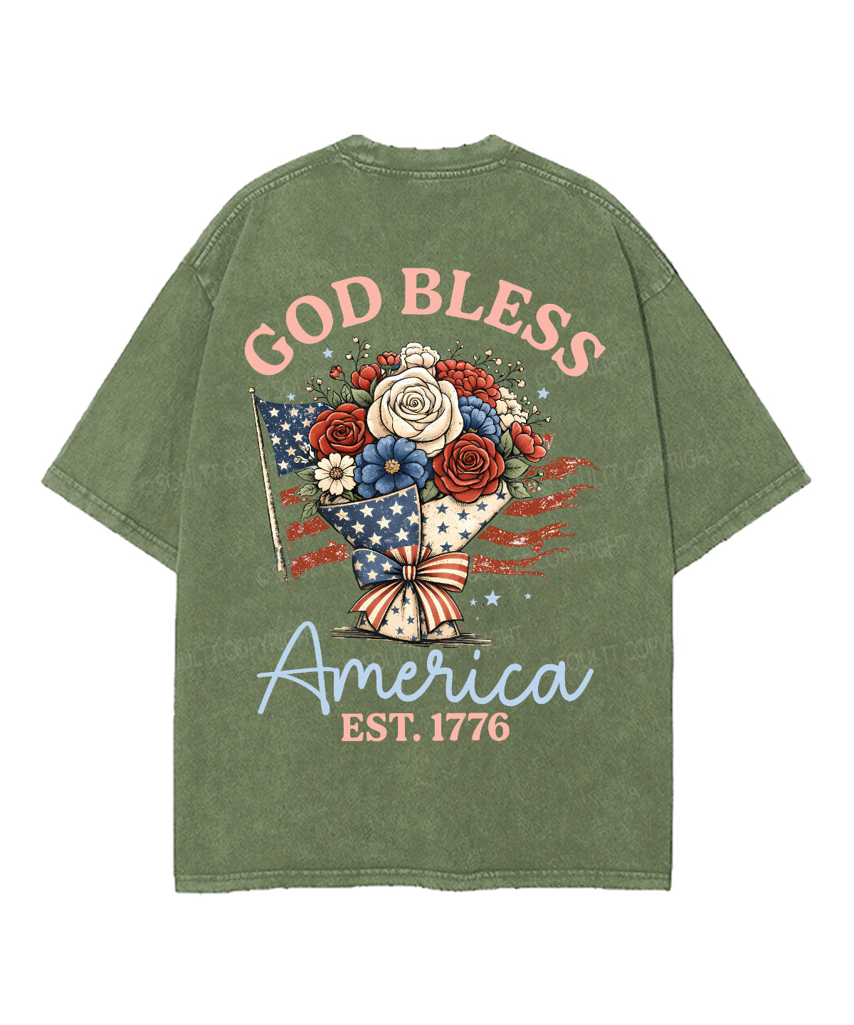 God Bless America Double Sided Unisex Washed Christian T-shirt