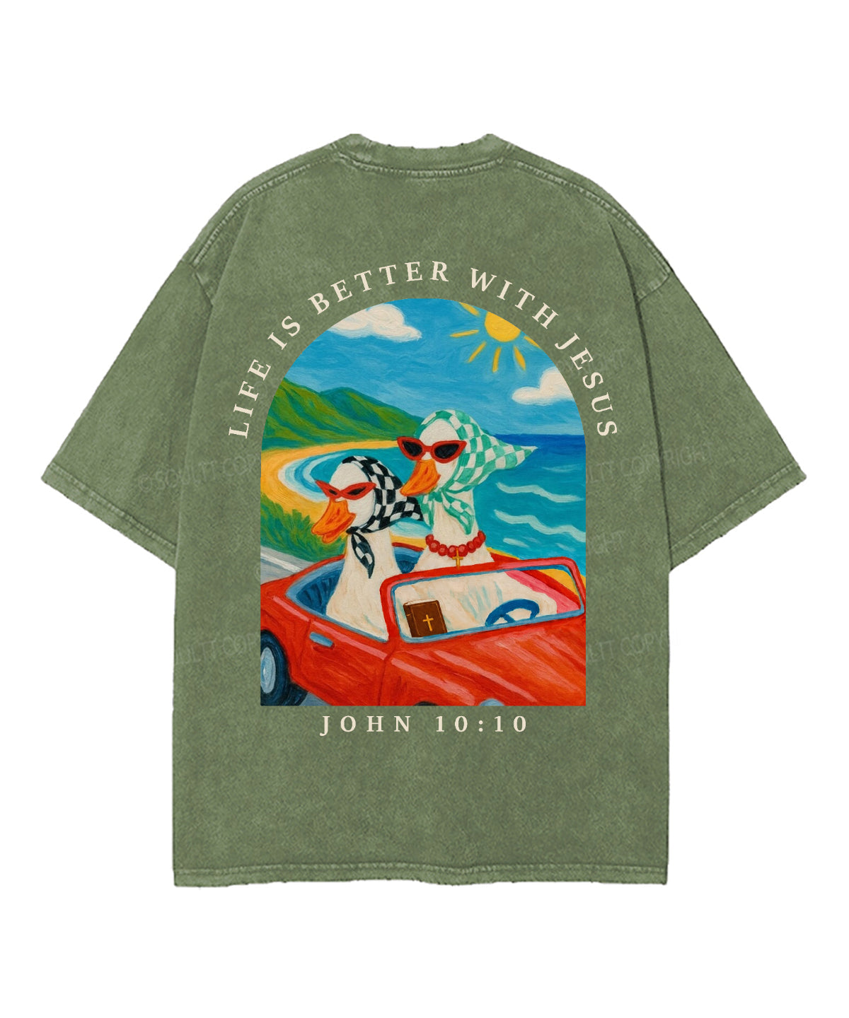 Life Is Better With Jesus Double Sided Unisex Washed Christian T-shirt