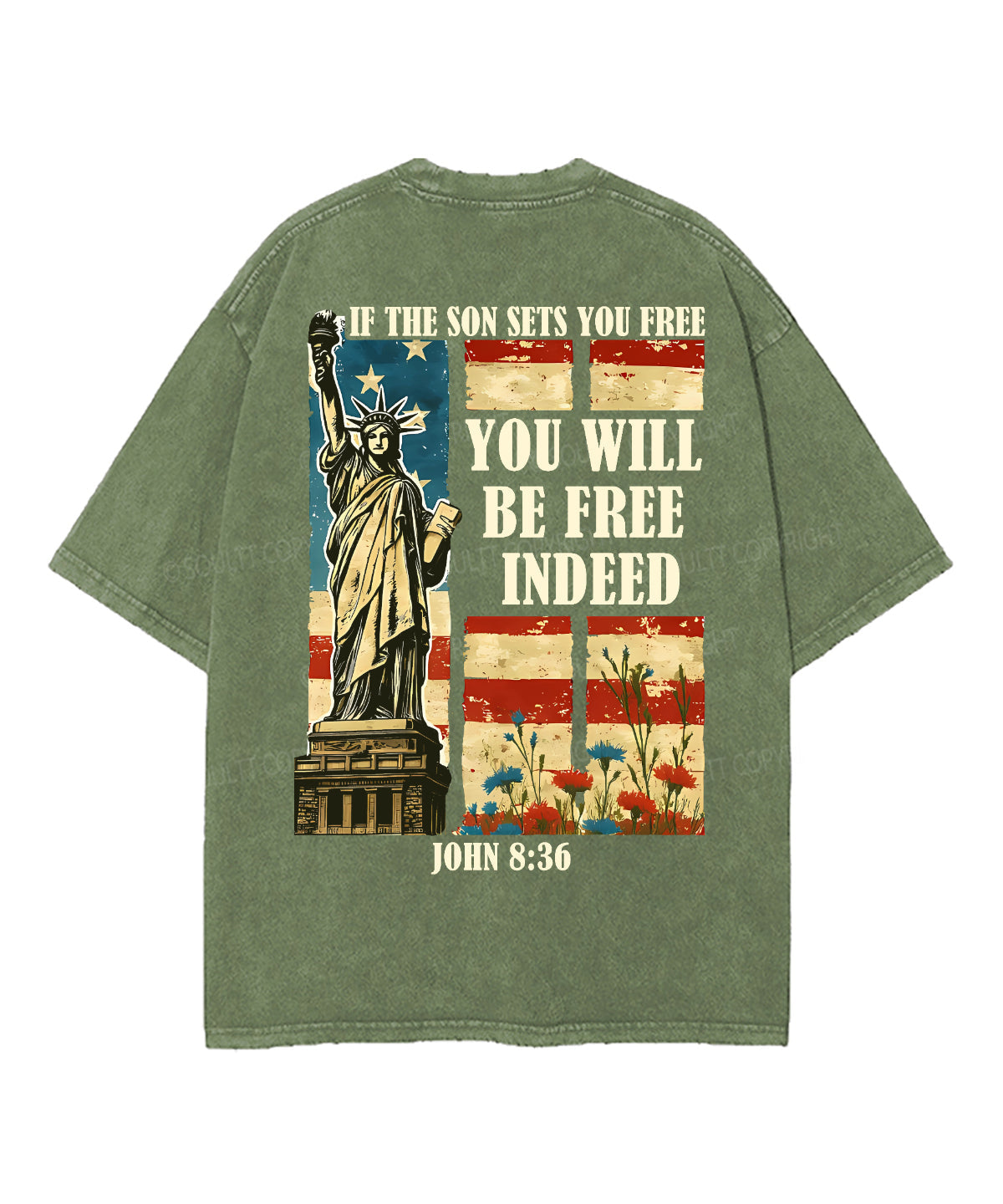 You Will Be Free Indeed Double Sided Unisex Washed Christian T-shirt