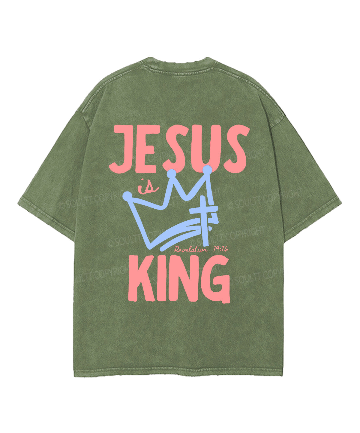 Jesus Is King Double Sided Unisex Washed Christian T-shirt