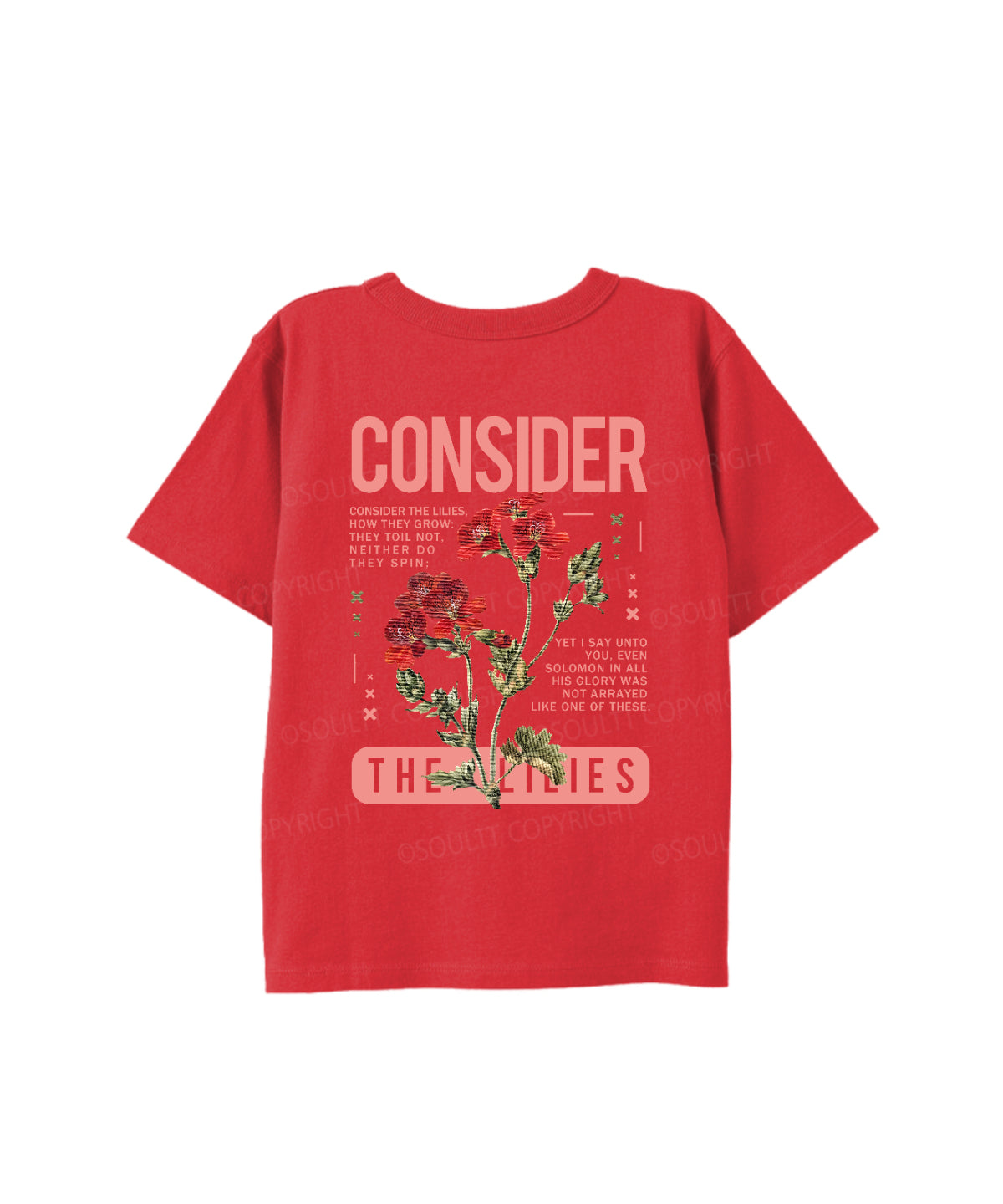 Kids Consider The Lilies Double Sided Cotton Christian T-shirt
