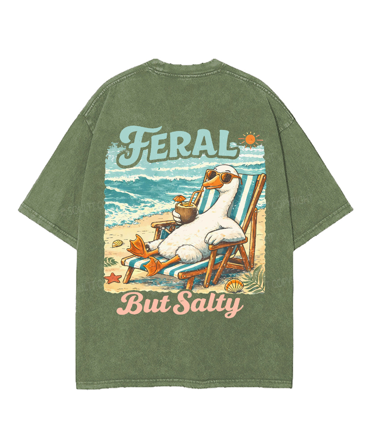 Feral But Salty Double Sided Unisex Washed Christian T-shirt