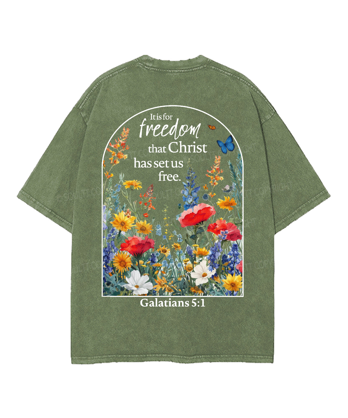 Christ Has Set Us Free Double Sided Unisex Washed Christian T-shirt