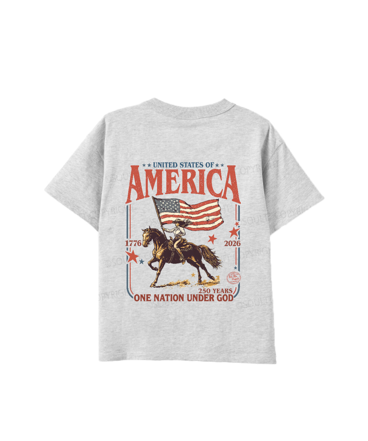 Kids One Nation Under God Double Sided Cotton Christian T-shirt