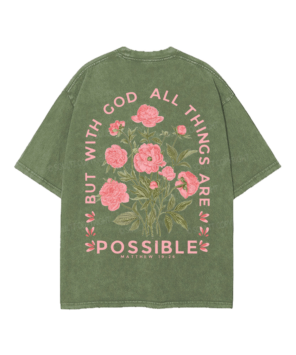 But With God All Things Are Possible Double Sideed Unisex Washed Christian T-shirt