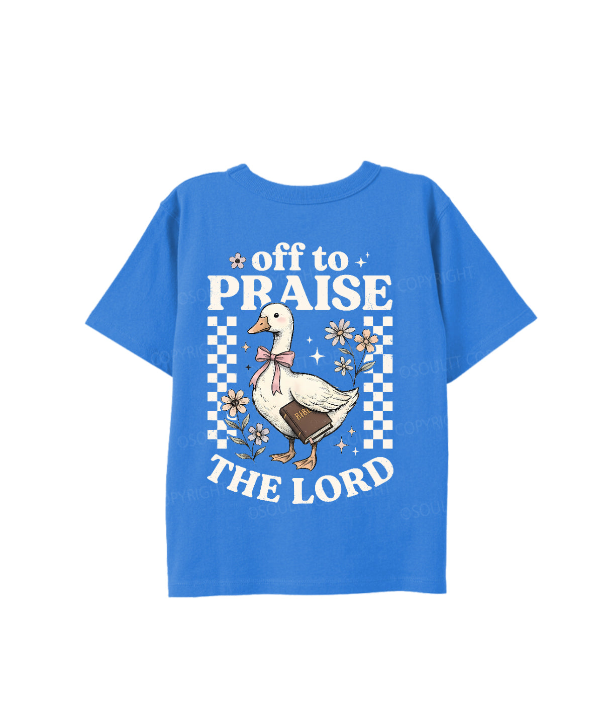 Kids Off To Praise The Lord Double Sided Cotton Christian T-shirt