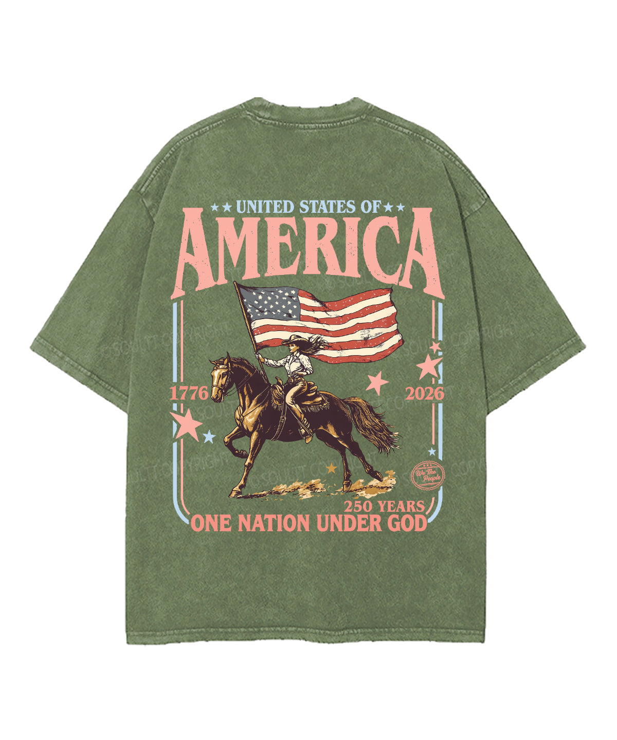 One Nation Under God Double Sided Unisex Washed Christian T-shirt