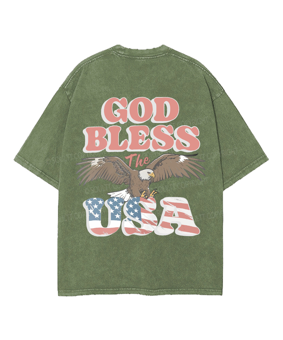 God Bless The USA Double Sided Unisex Washed Christian T-shirt