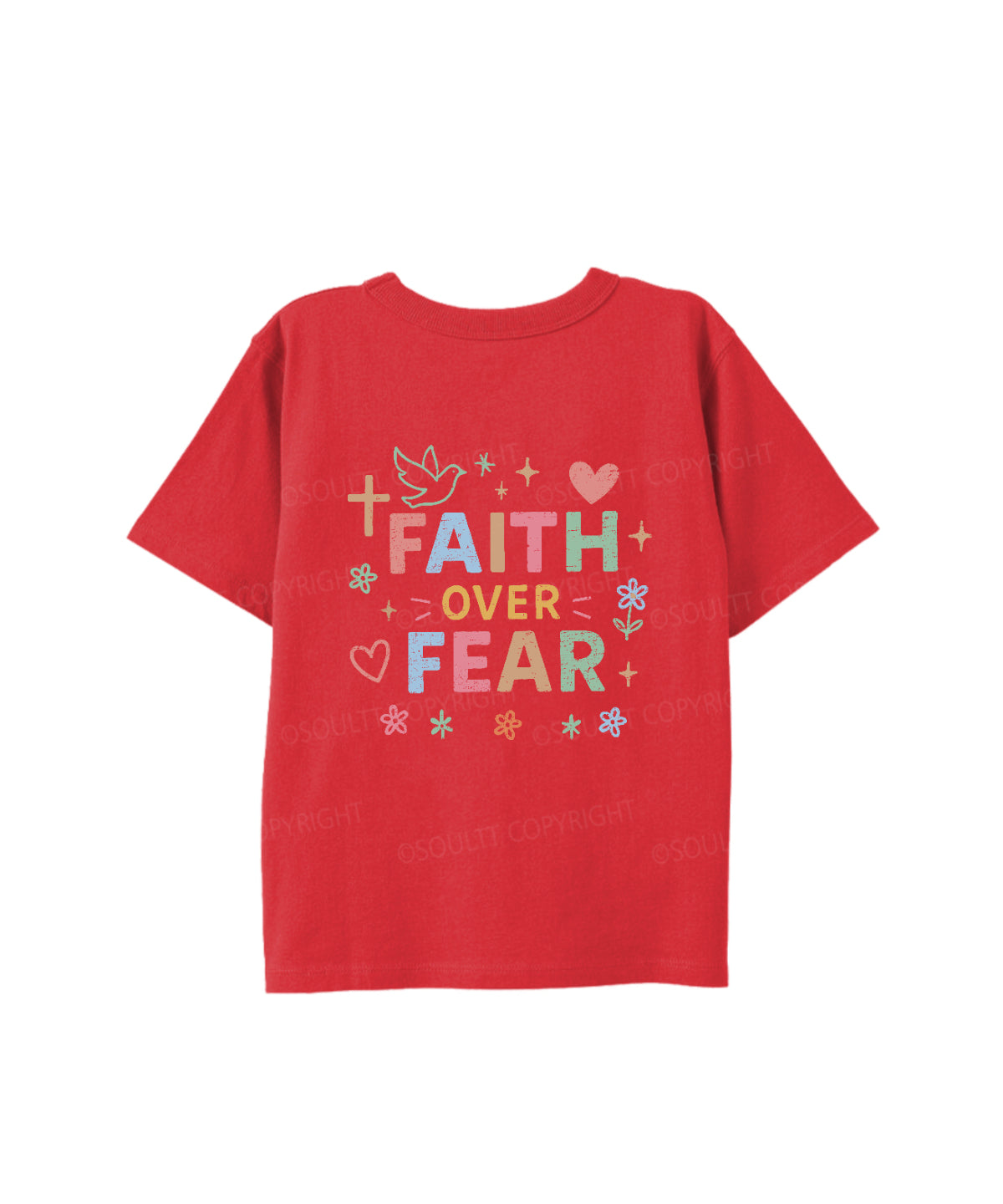 Kids Faith Over Fear Double Sided Cotton Christian T-shirt