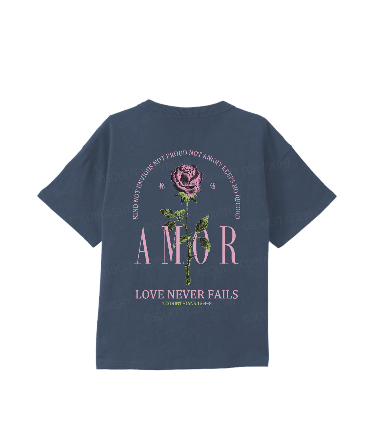 Kids Love Never Fails Double Sided Cotton Christian T-shirt