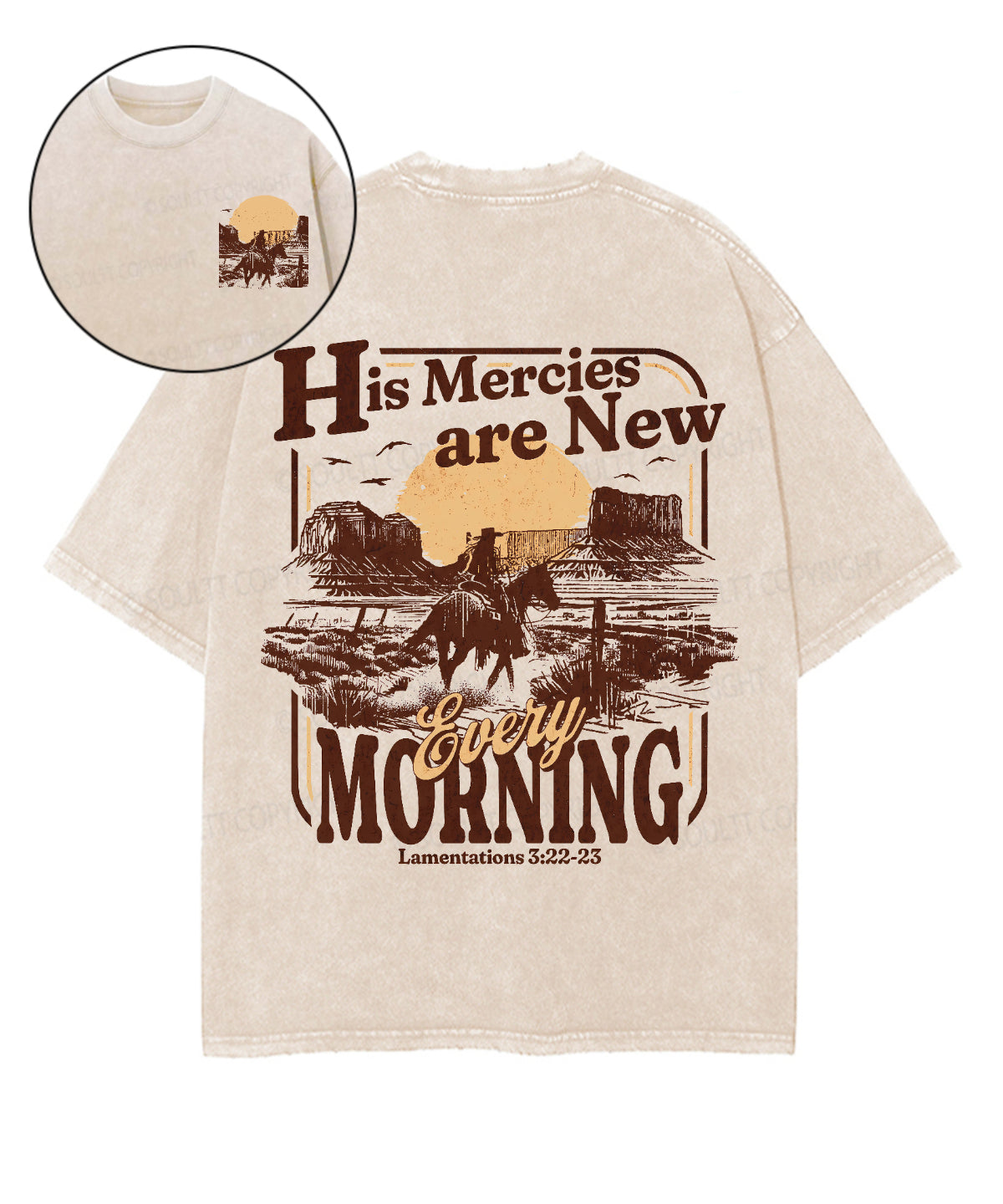 His Mercies Are New Every Morning Double Sided Unisex Washed Christian T-shirt