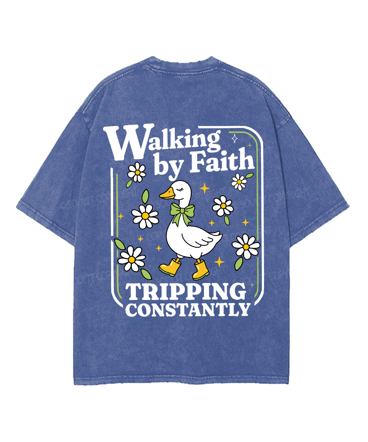 Walking By Faith Tripping Constantly Double Sided Unisex Washed Christian T-shirt