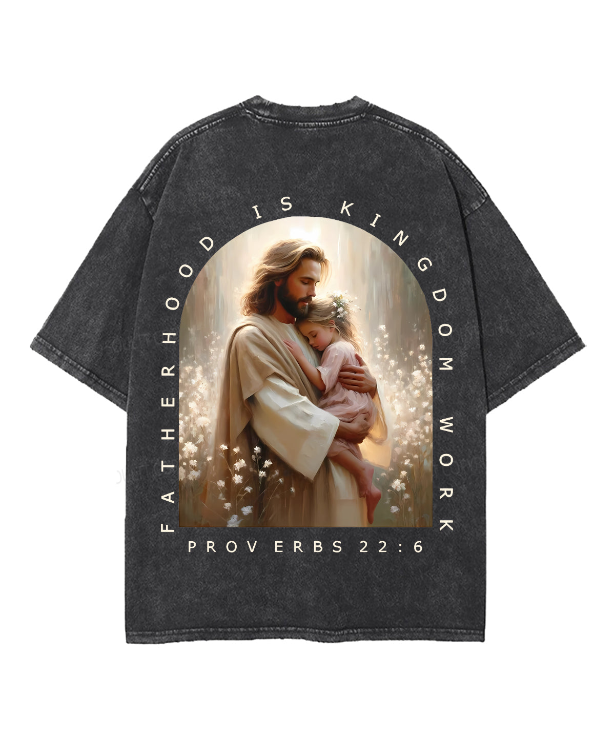 Fatherhood Is Kingdom Work Double Sided Unisex Washed Christian T-shirt