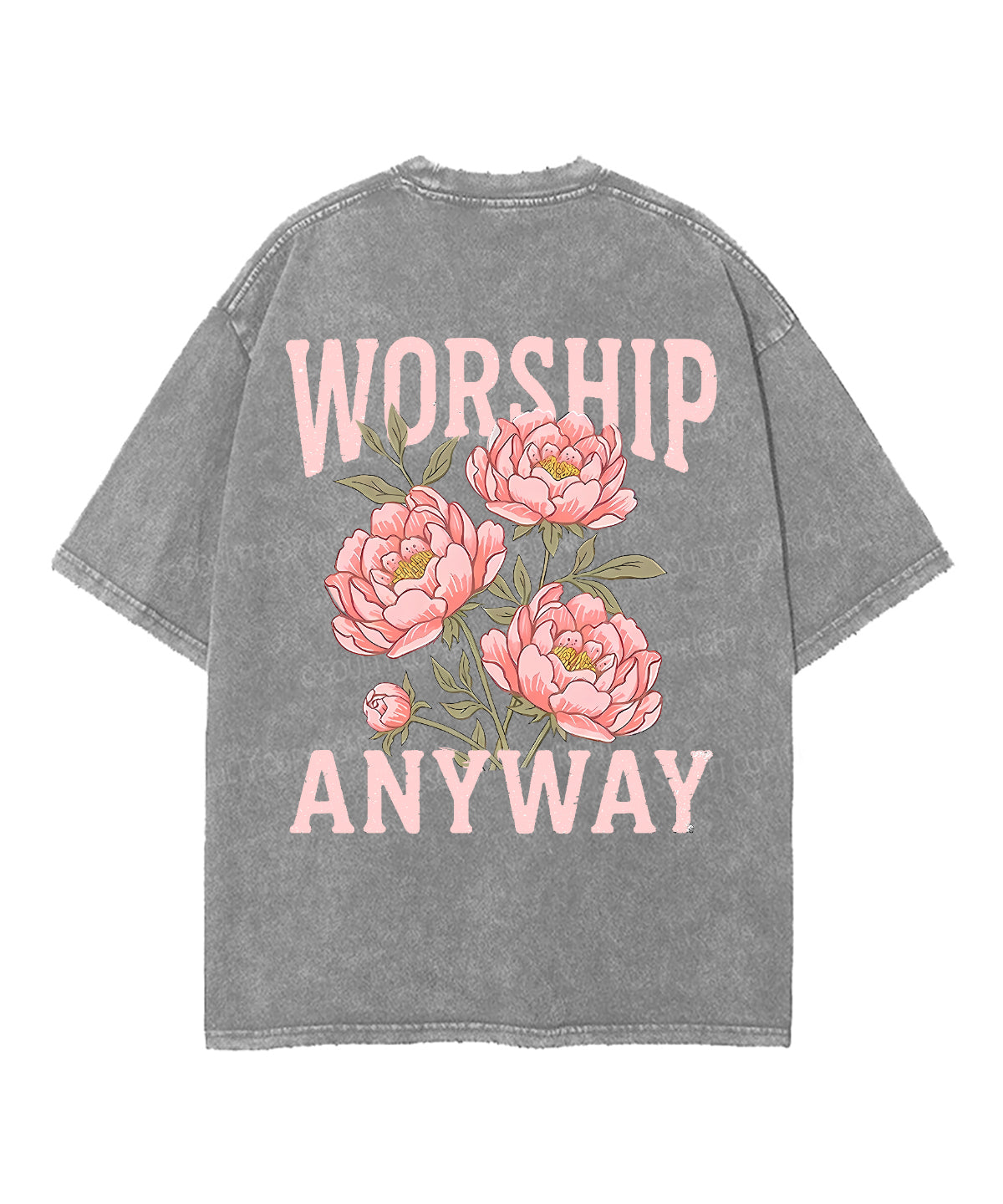 Worship Anyway Double Sided Unisex Washed Christian T-shirt