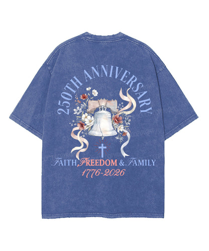 250 Years America Anniversary Double Sided Unisex Washed Christian T-shirt
