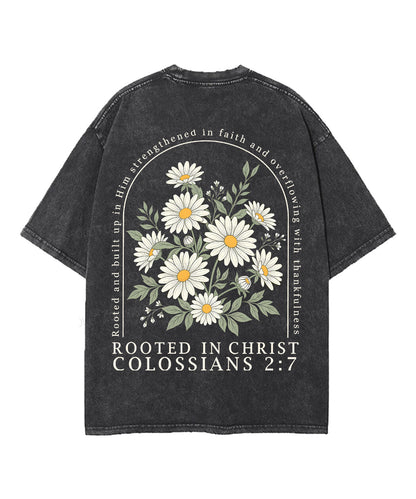 Rooted In Christ Double Sided Unisex Washed Christian T-shirt