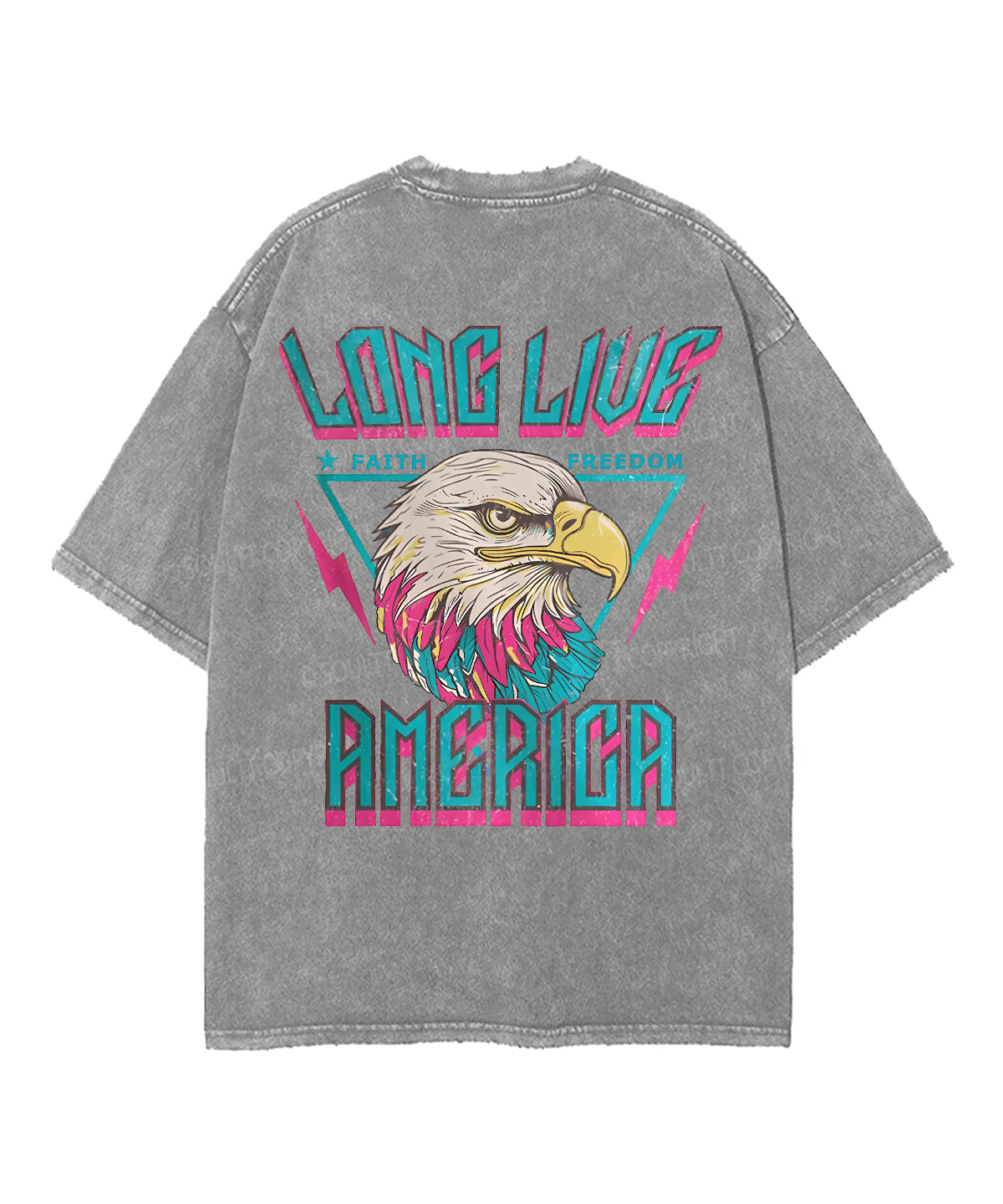 Long Live Faith! Long Live Freedom! Long Live America! Double Sided Unisex Washed Christian T-shirt