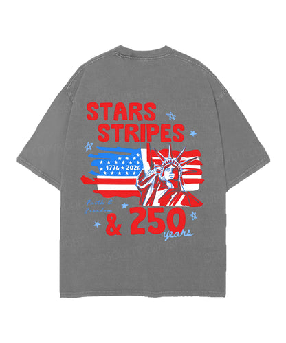 250 Years America Anniversary Double Sided Unisex Christian Washed T-Shirt & Shorts