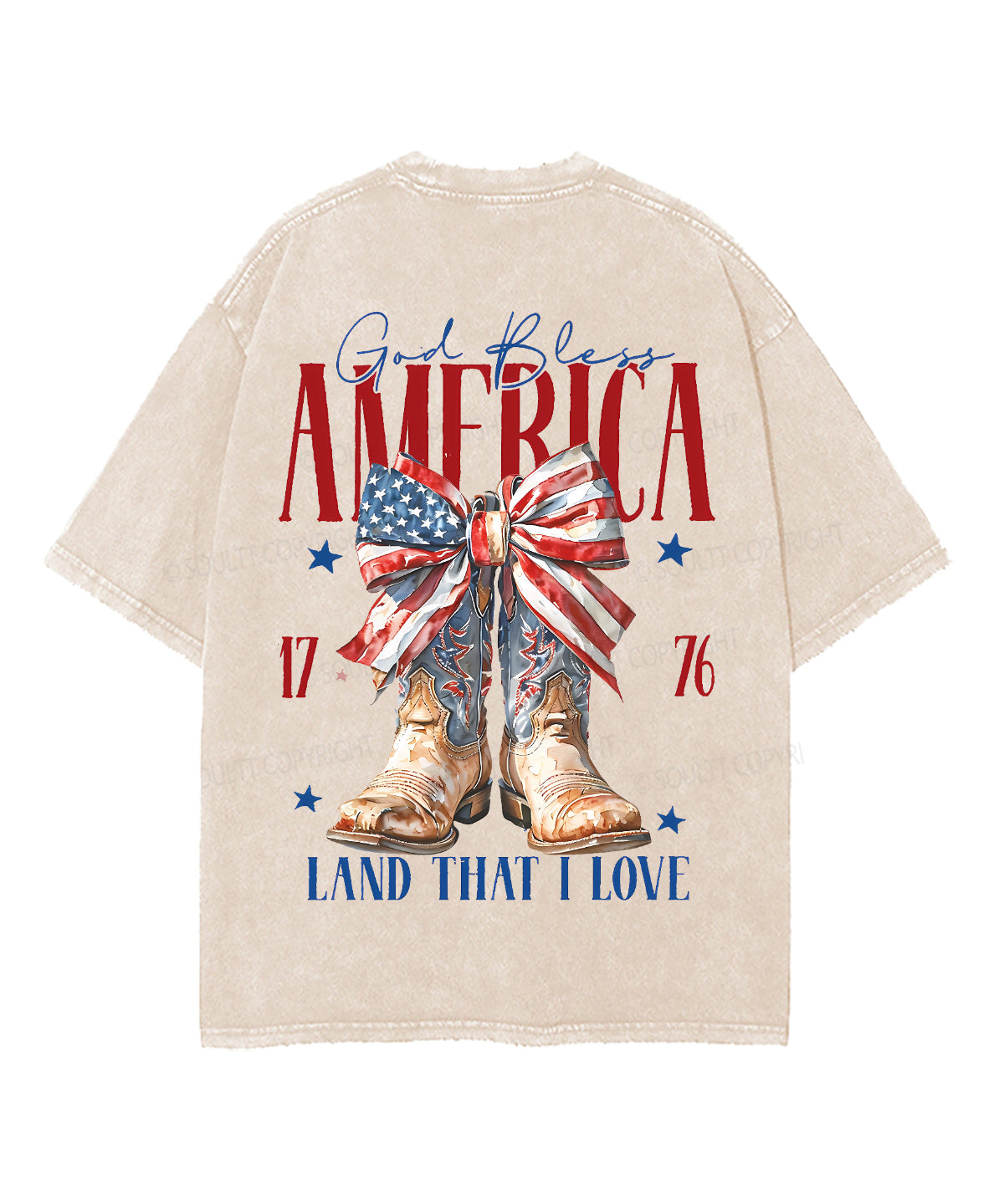 God Bless America Double Sided Unisex Washed Christian T-shirt
