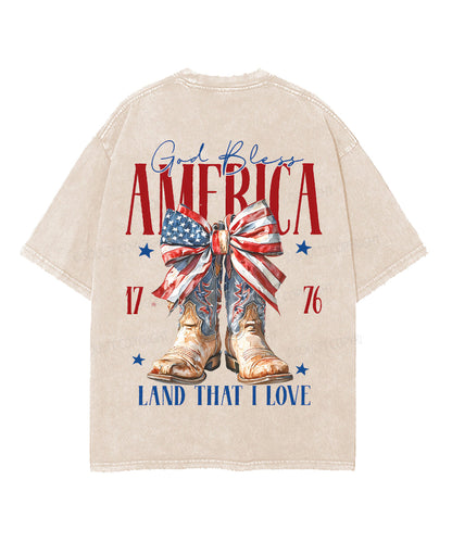 God Bless America Double Sided Unisex Washed Christian T-shirt