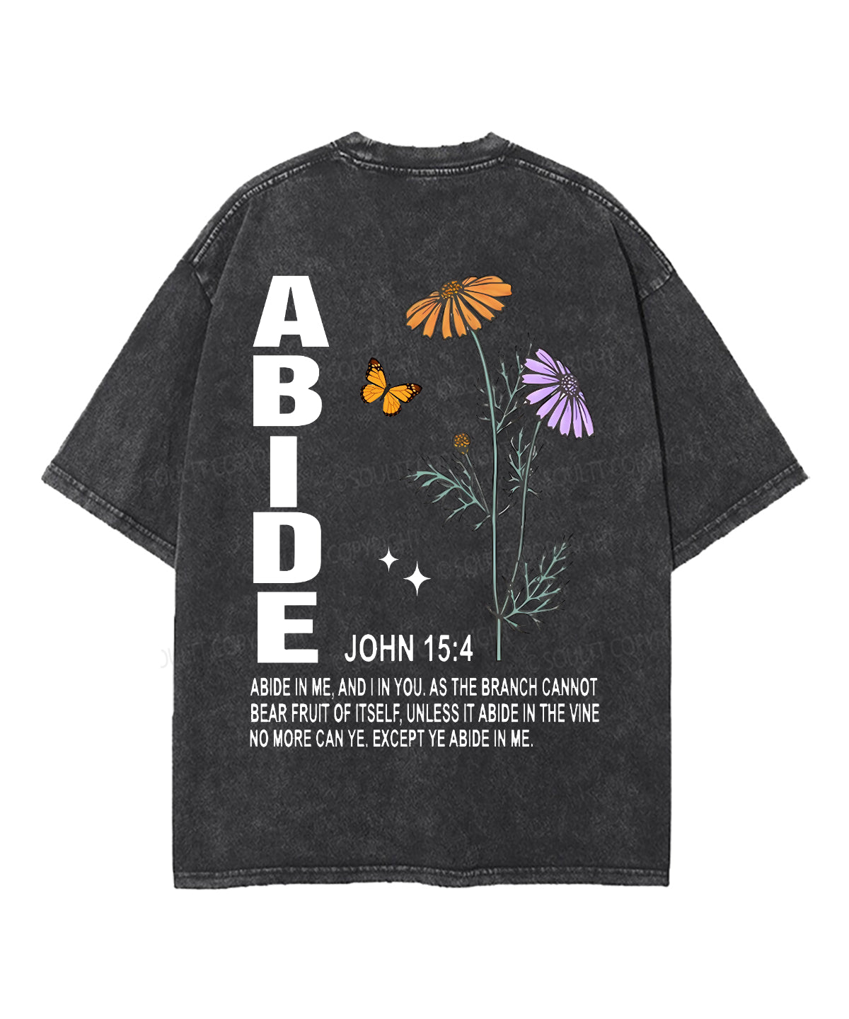 Abide In Me Double Sided Unisex Washed Christian T-shirt