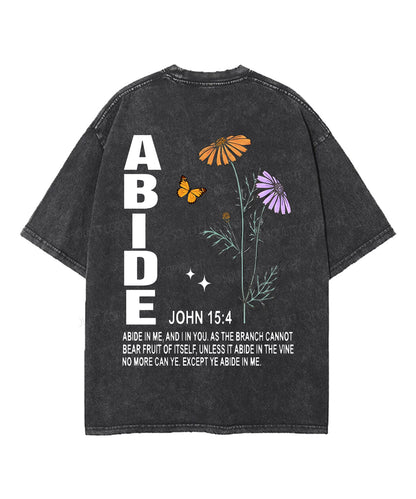 Abide In Me Double Sided Unisex Washed Christian T-shirt