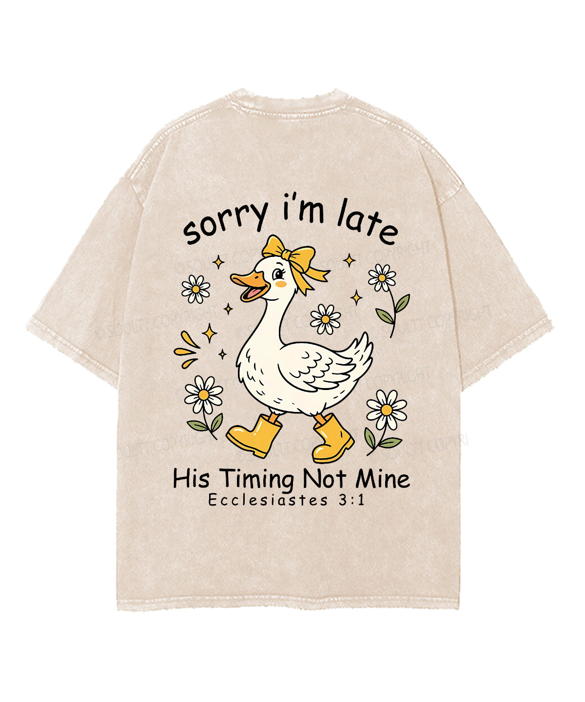 Sorry I’m Late, His Timing Not Mine Double Sided Unisex Washed Christian T-shirt