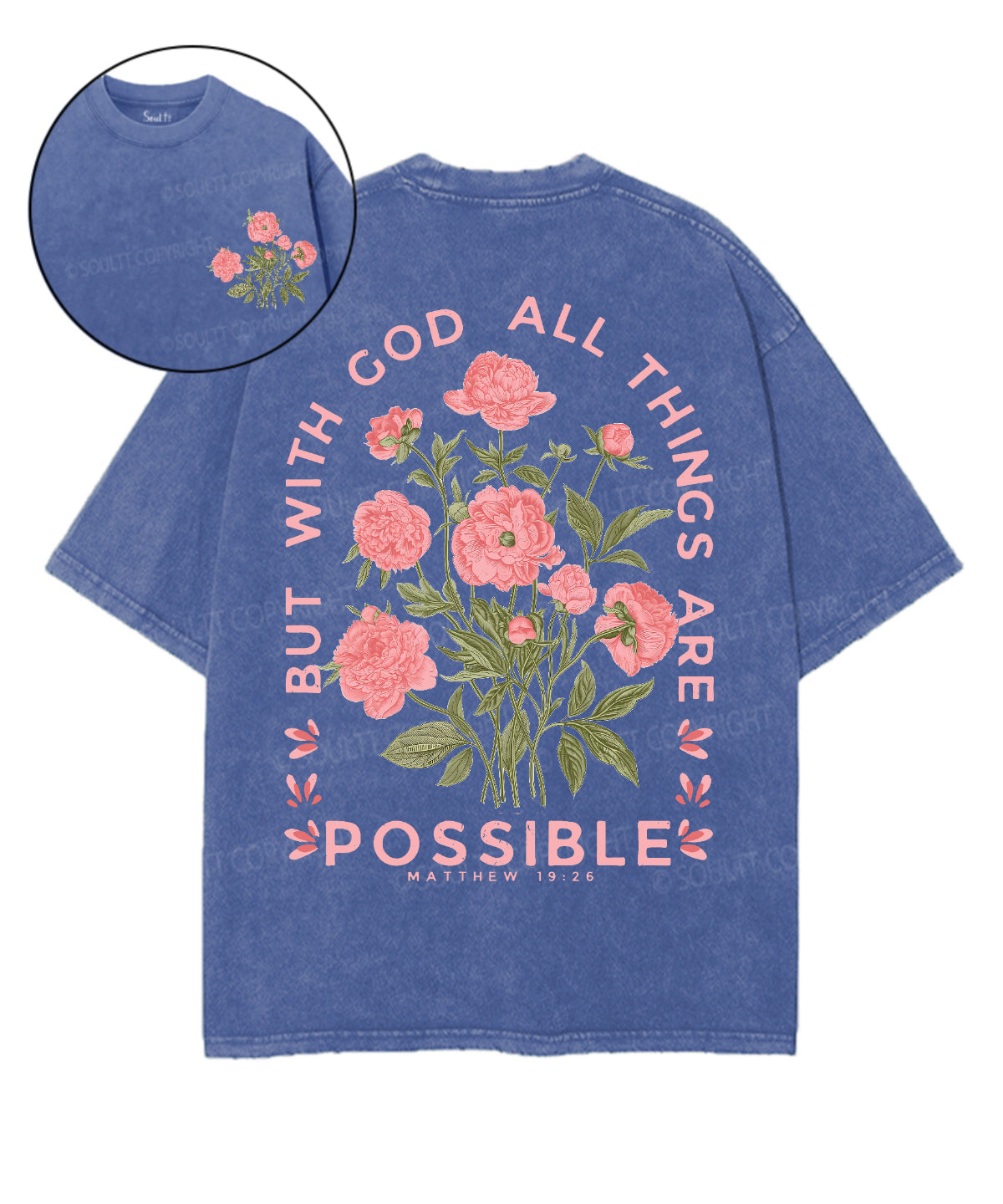But With God All Things Are Possible Double Sideed Unisex Washed Christian T-shirt