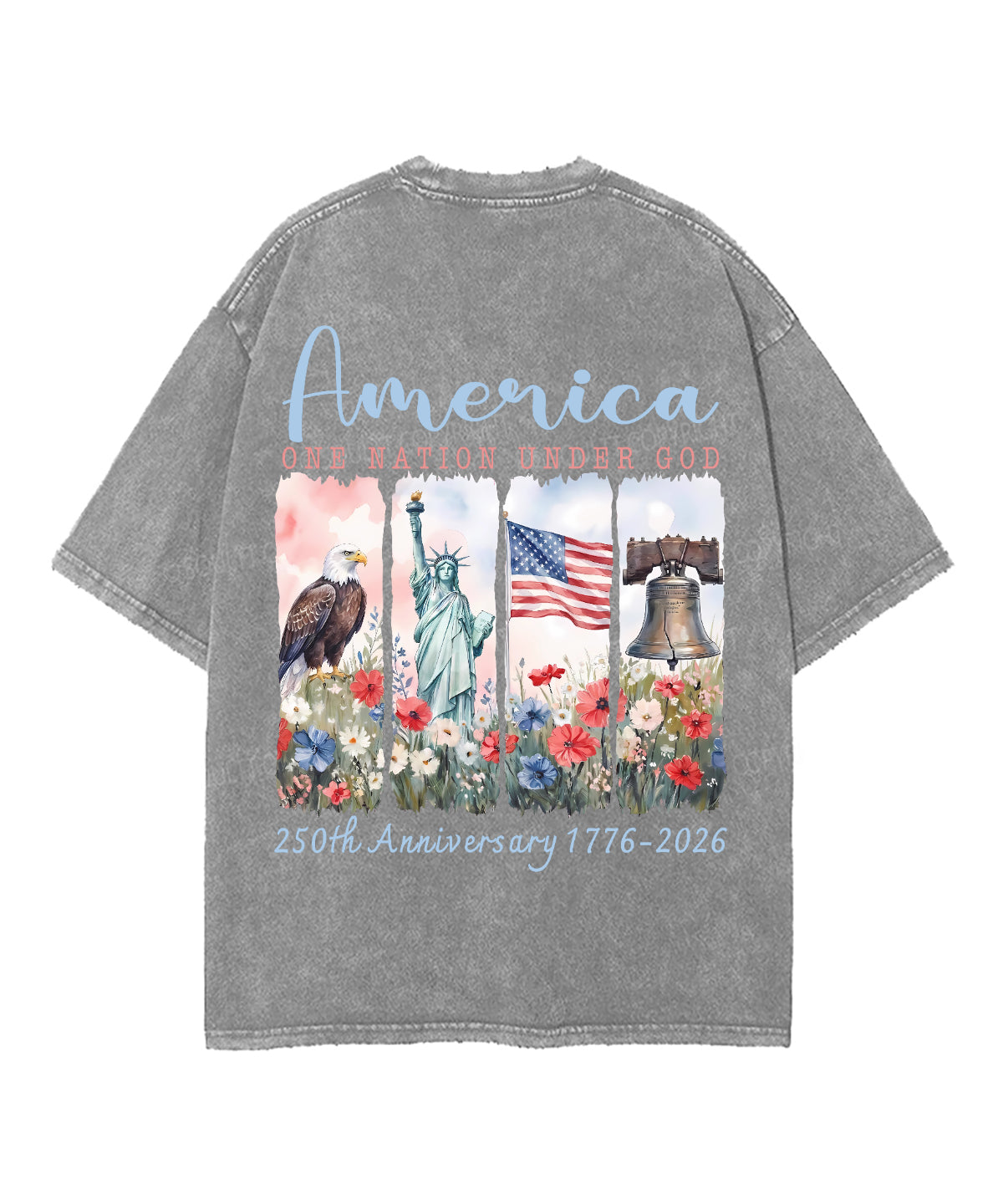 One Nation Under God Double Sided Unisex Washed Christian T-shirt