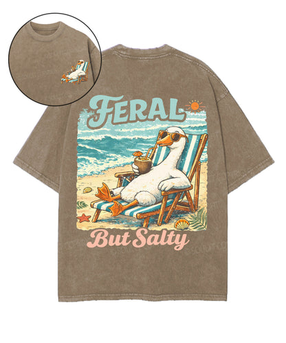 Feral But Salty Double Sided Unisex Washed Christian T-shirt