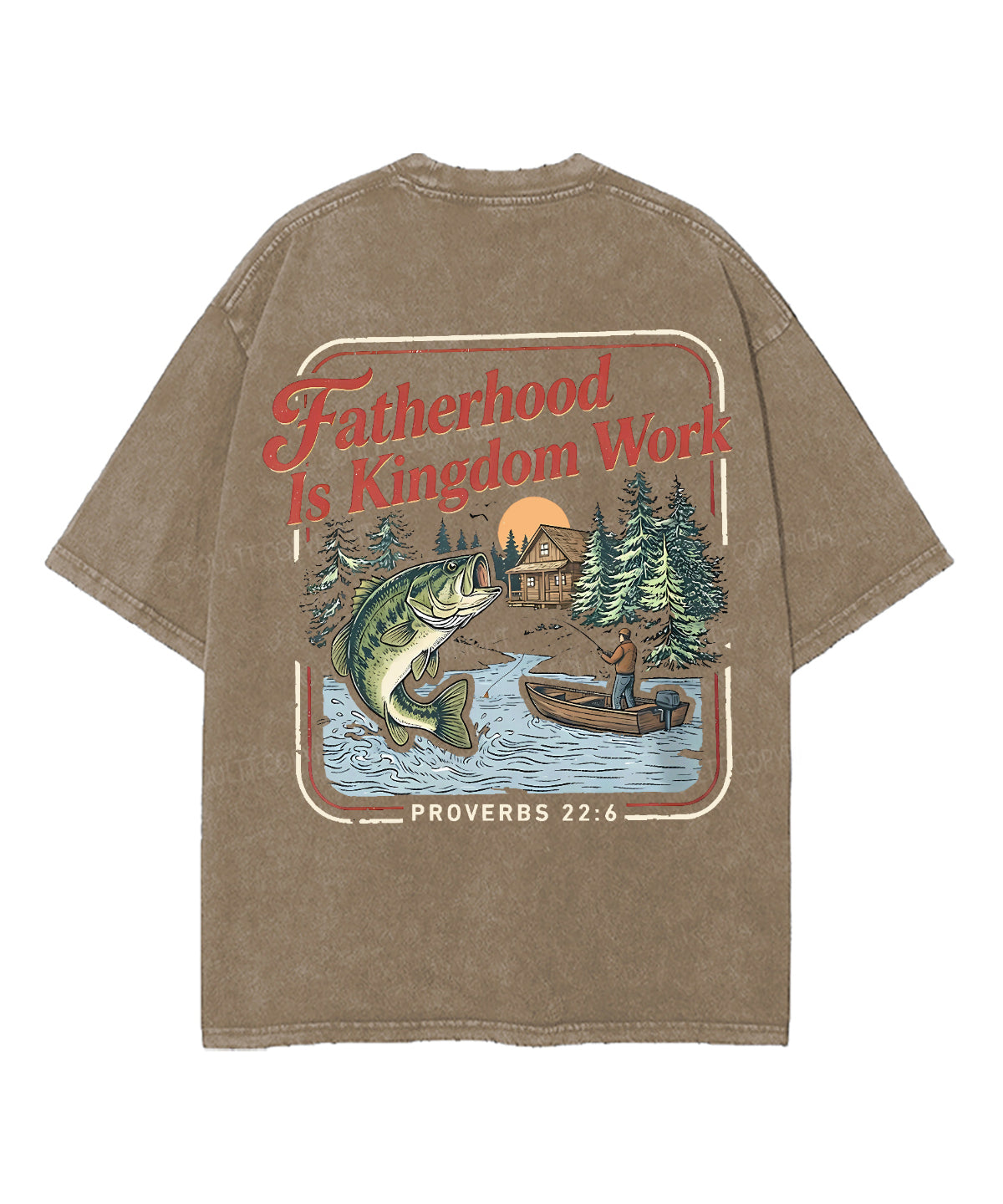 Fatherhood Is Kingdom Work Double Sided Unisex Washed Christian T-shirt