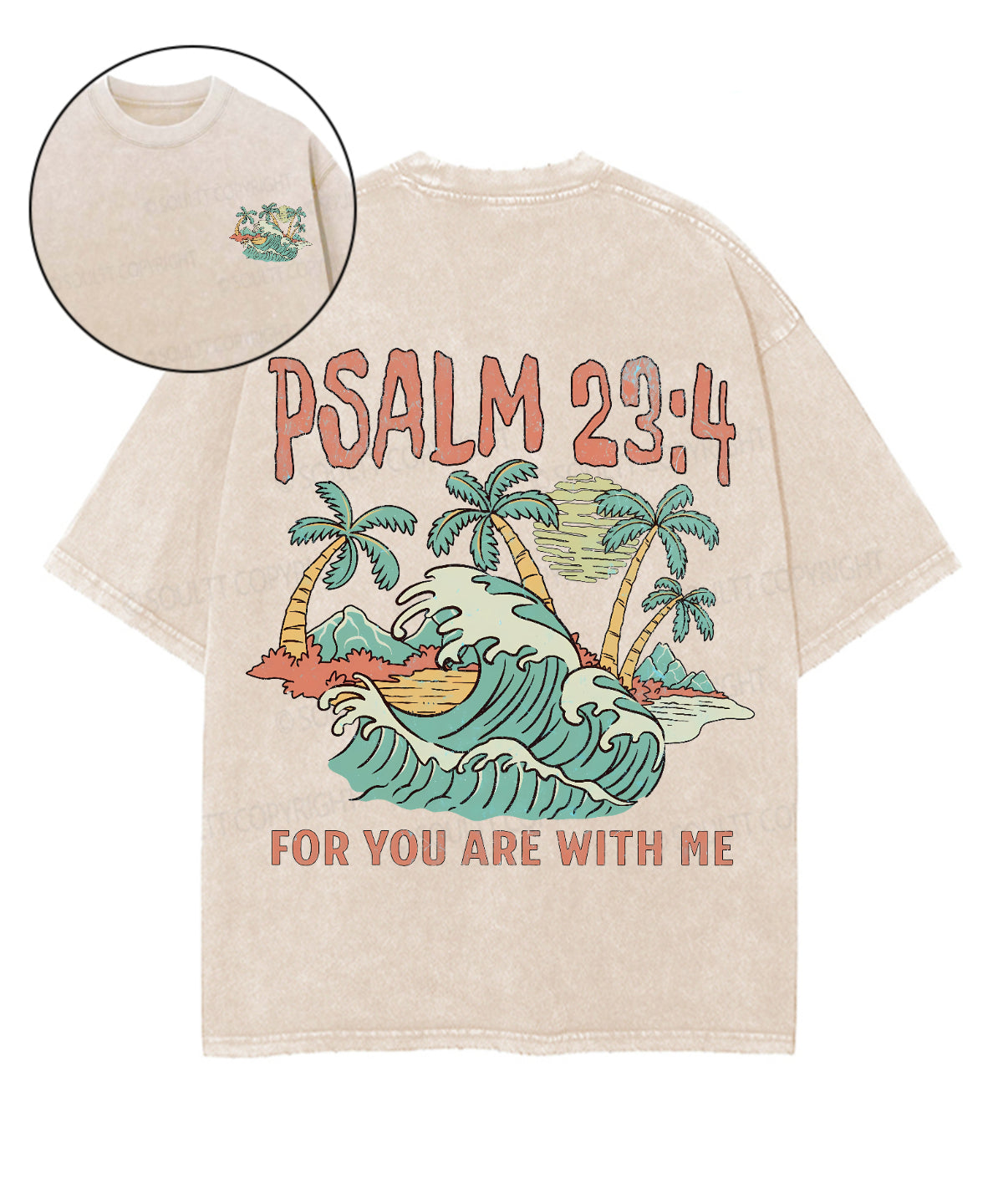 For You Are With Me Double Sided Unisex Washed Christian T-shirt
