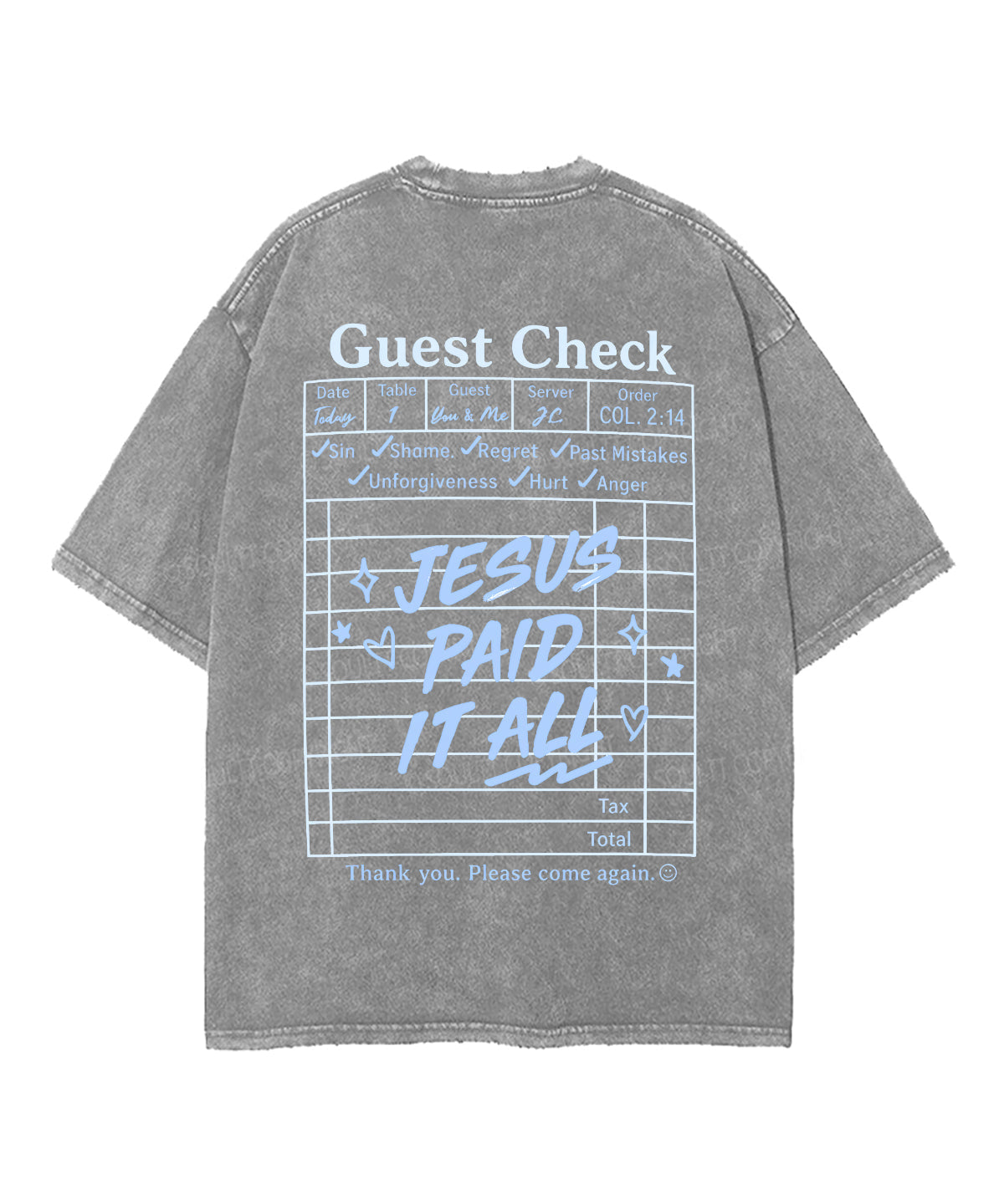Jesus Paid It All Double Sided Unisex Washed Christian T-shirt