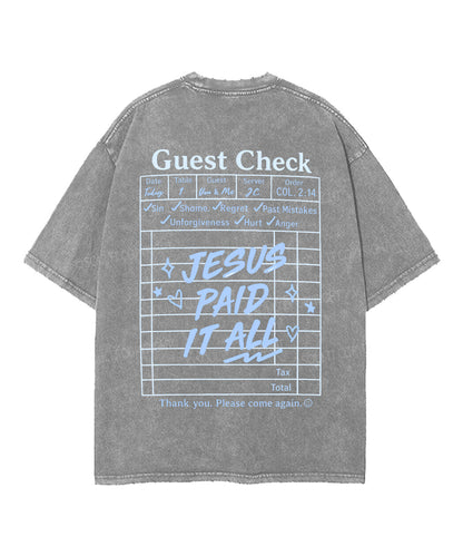 Jesus Paid It All Double Sided Unisex Washed Christian T-shirt