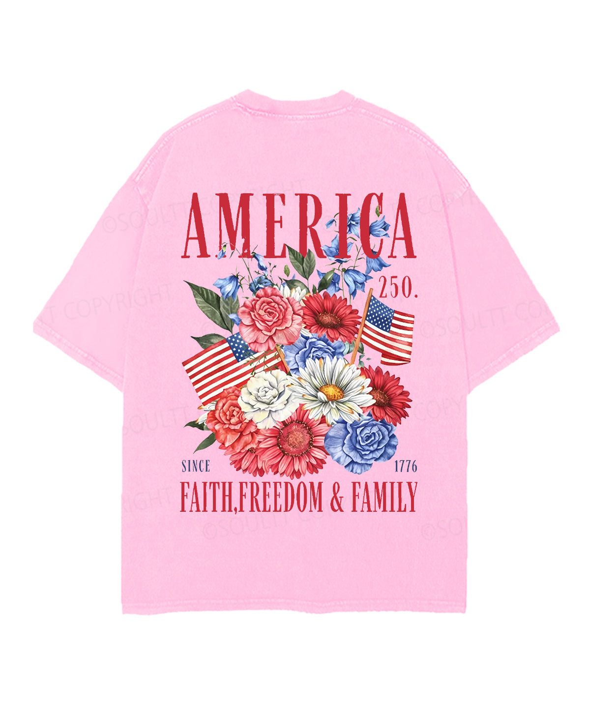 250 Years America Anniversary Double Sided Unisex Christian Washed T-Shirt & Shorts