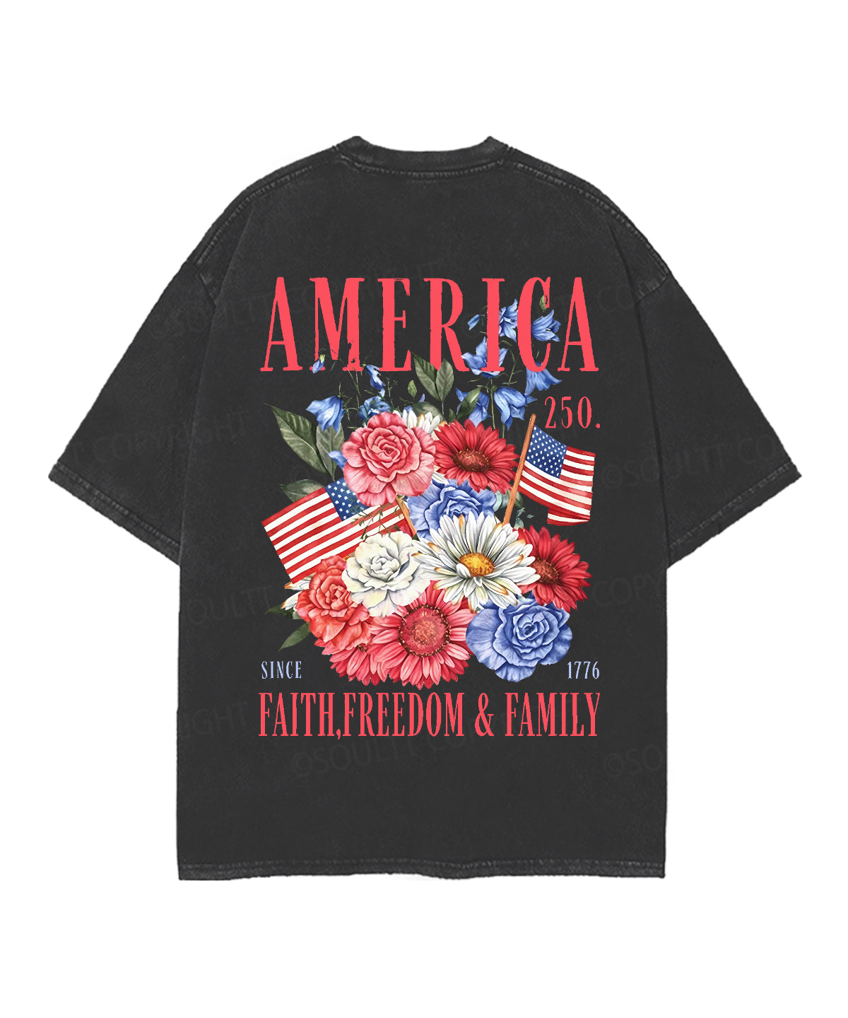 250 Years America Anniversary Double Sided Unisex Christian Washed T-Shirt & Shorts